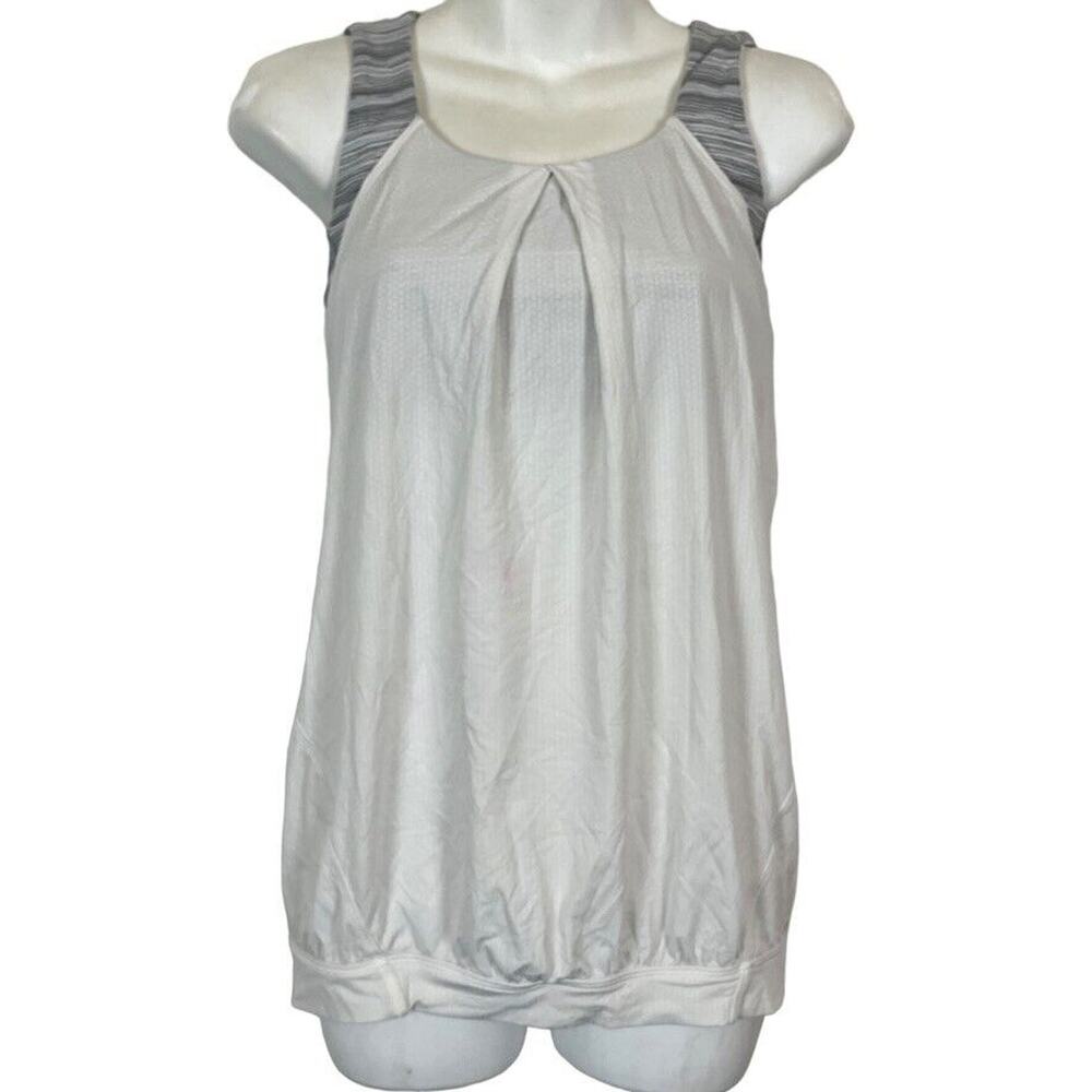 Lululemon Athletica Women's Gray White Sports Bra Tank Top Workout Shirt Gym 6